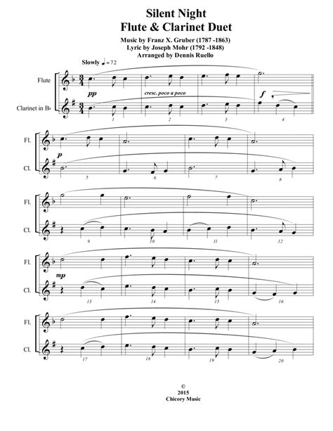 6 Traditional Christmas Carols For Flute And Clarinet Duet - Intermediate Level